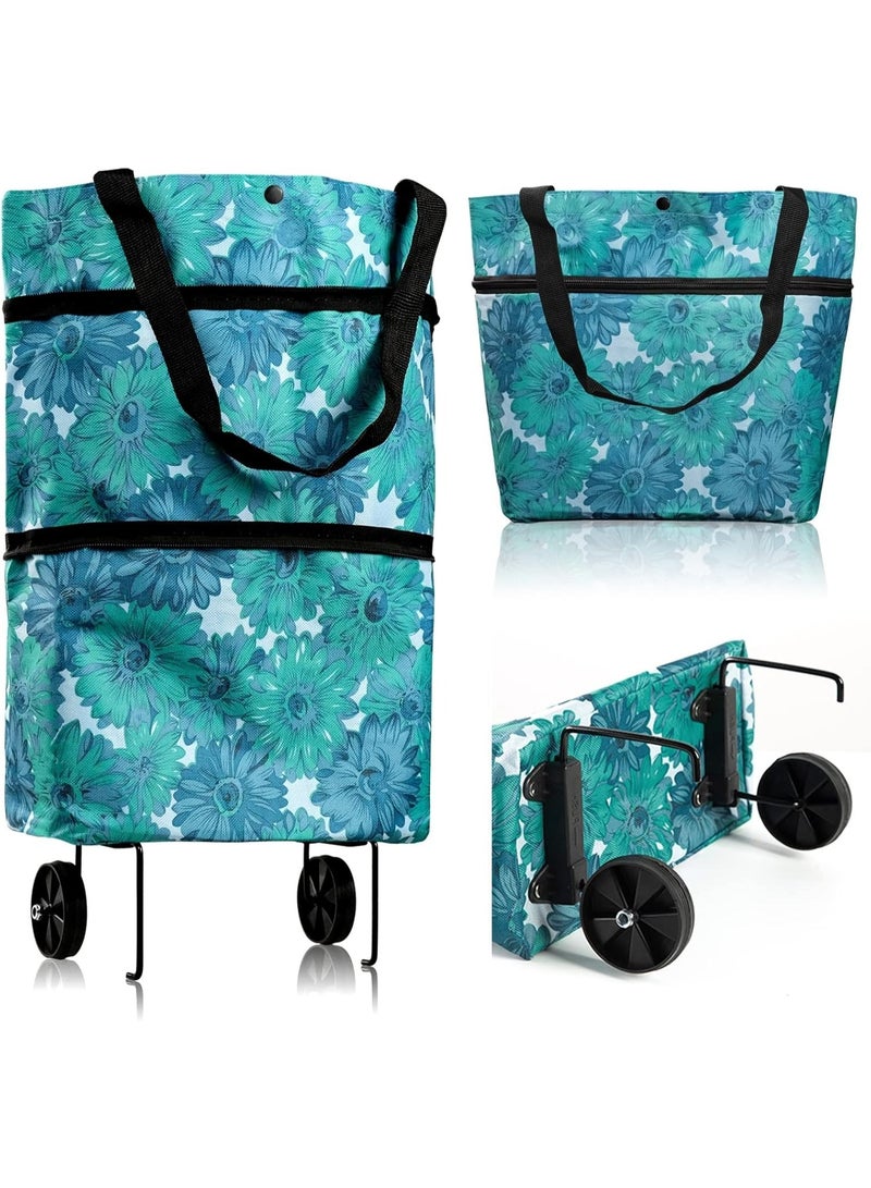 Foldable and Expandable Shopping Bag with Wheels – Practical Tote for Daily Shopping, Groceries, Travel, and Trips, Durable Water-Resistant Polyester, Easy-to-Pull Strong Wheels, Large Capacity up to 10kg, Modern Multi-Use Design-Multicolor - Image 1